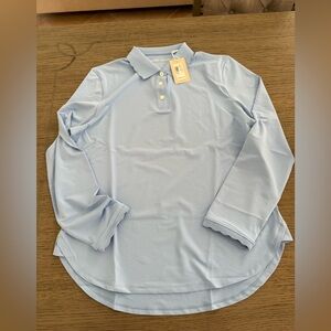Women’s Peter Millar Sky Blue Polo Shirt size large NWT